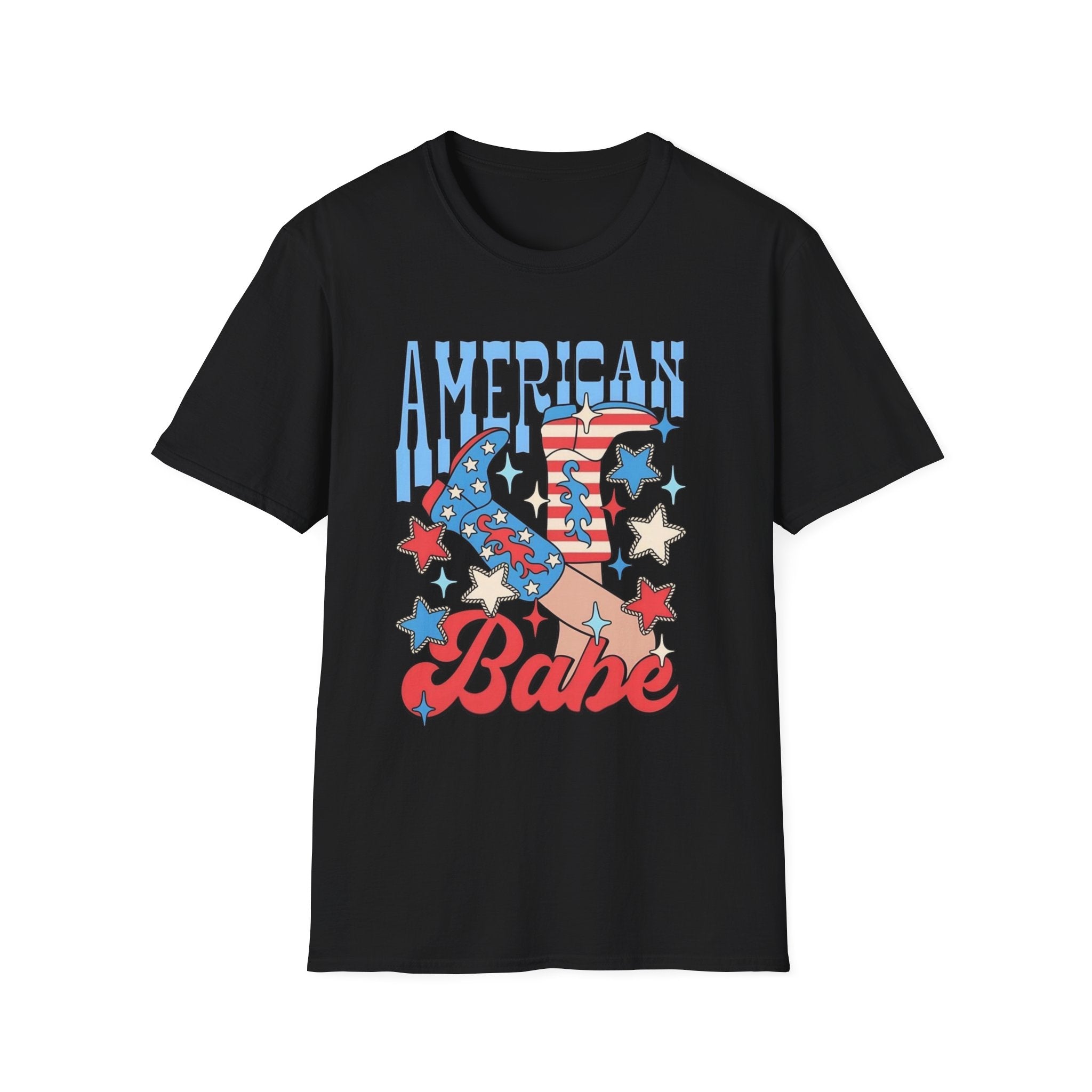 American Babe Retro Patriotic Graphic Tee (4th of July, USA Stars & Stripes)