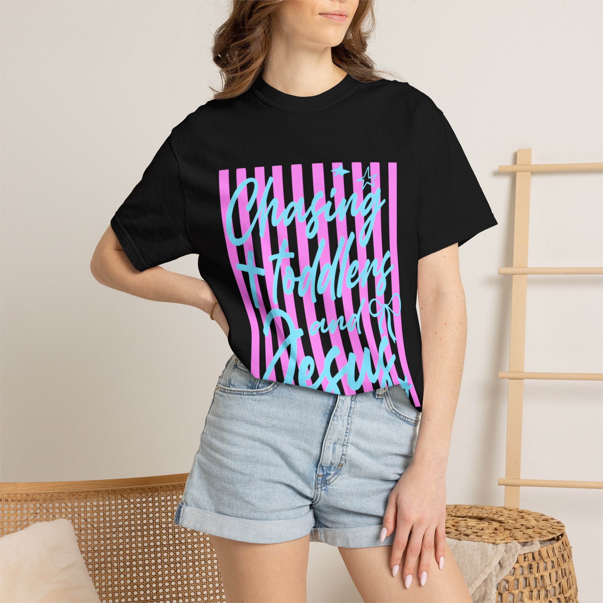 Chasing toddlers and Jesus Shirt
