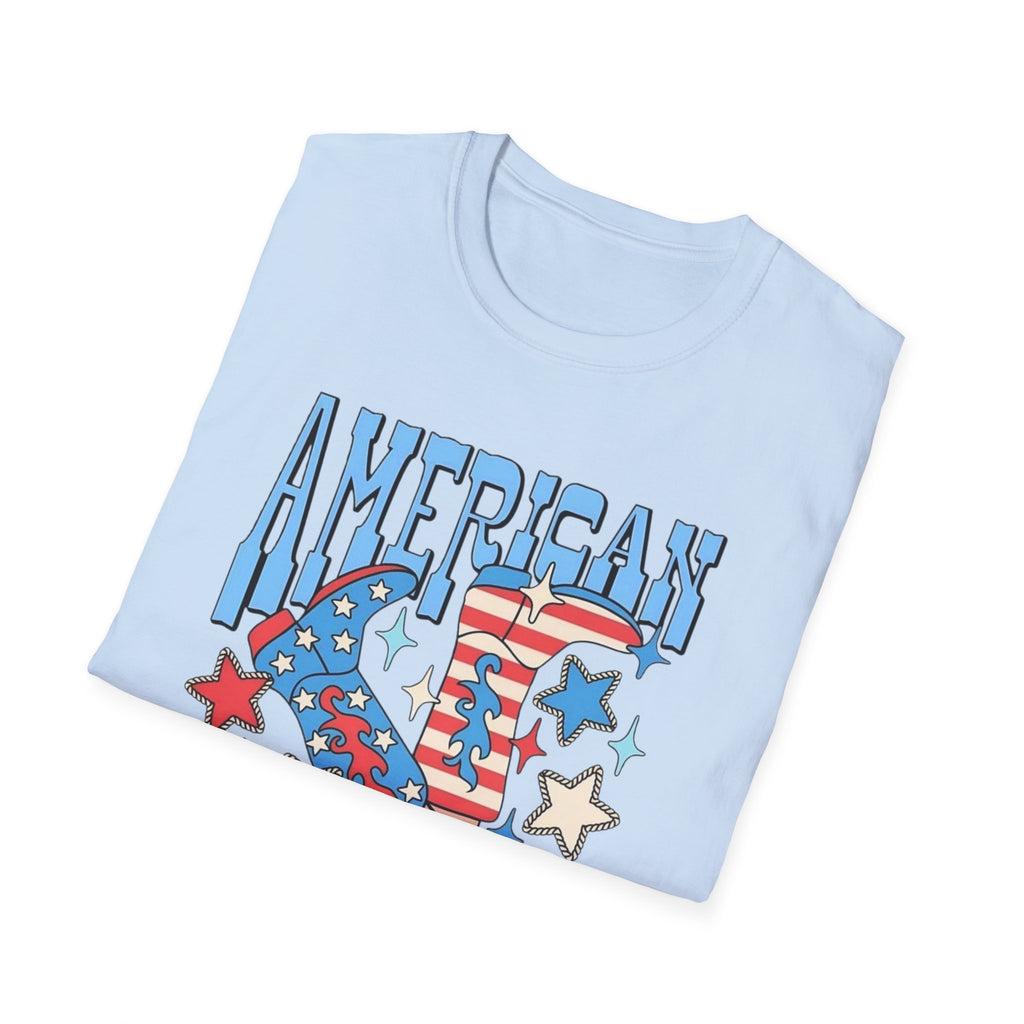 American Babe Retro Patriotic Graphic Tee (4th of July, USA Stars & Stripes)