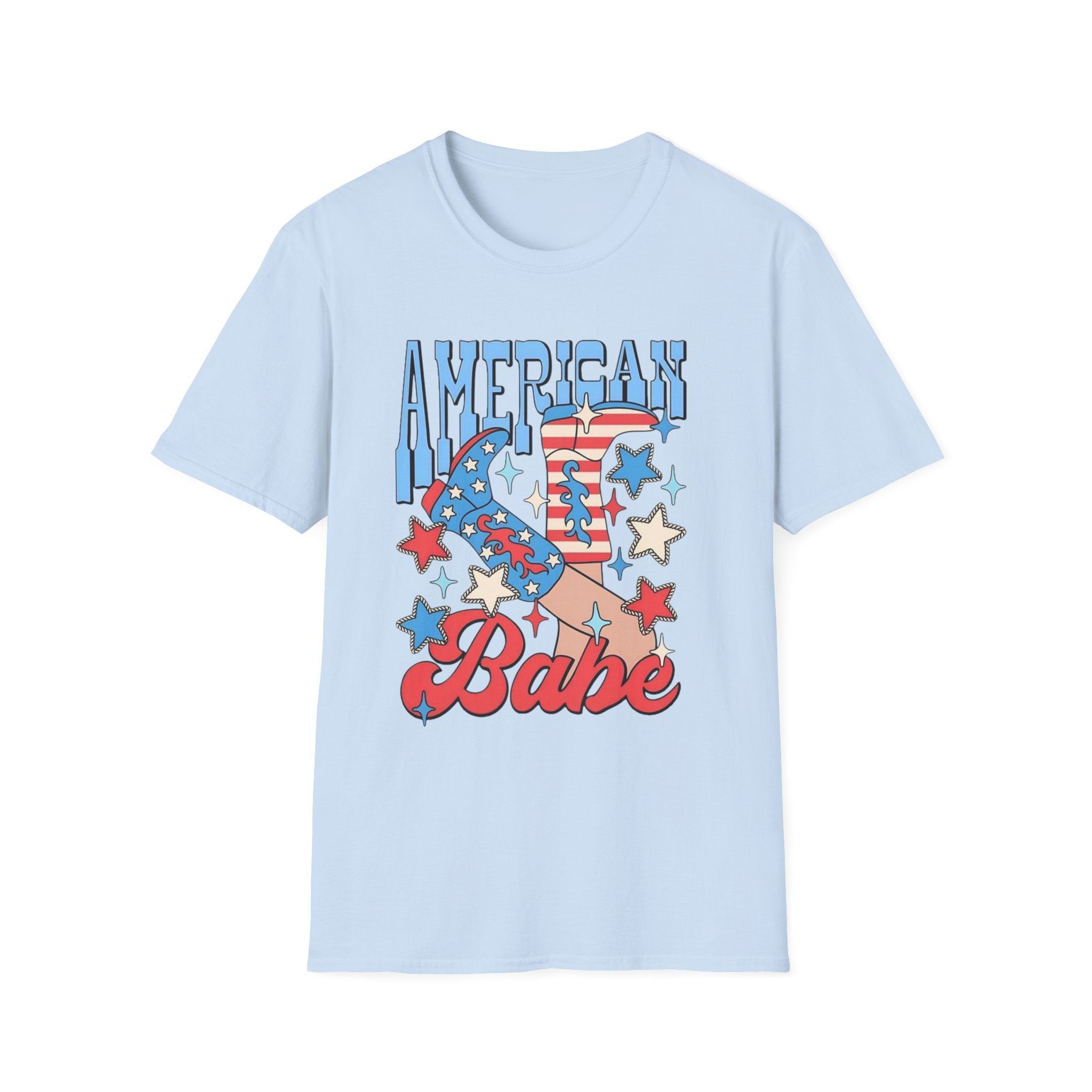 American Babe Retro Patriotic Graphic Tee (4th of July, USA Stars & Stripes)