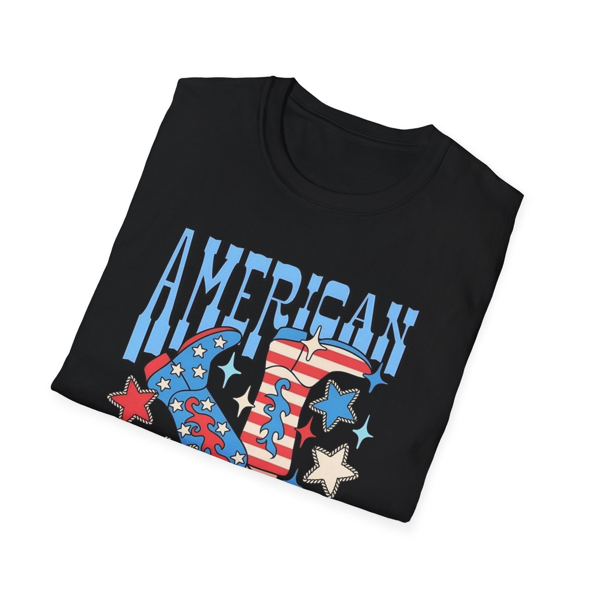 American Babe Retro Patriotic Graphic Tee (4th of July, USA Stars & Stripes)