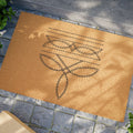 Natural Coir Doormat with Minimal Geometric Leaf Design — Durable Non-Slip Entry Rug