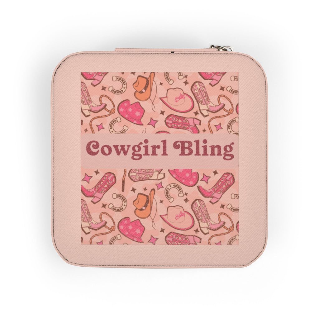 Cowgirl Bling Jewelry Travel Case — Compact Pink Organizer for Rings, Earrings & Necklaces