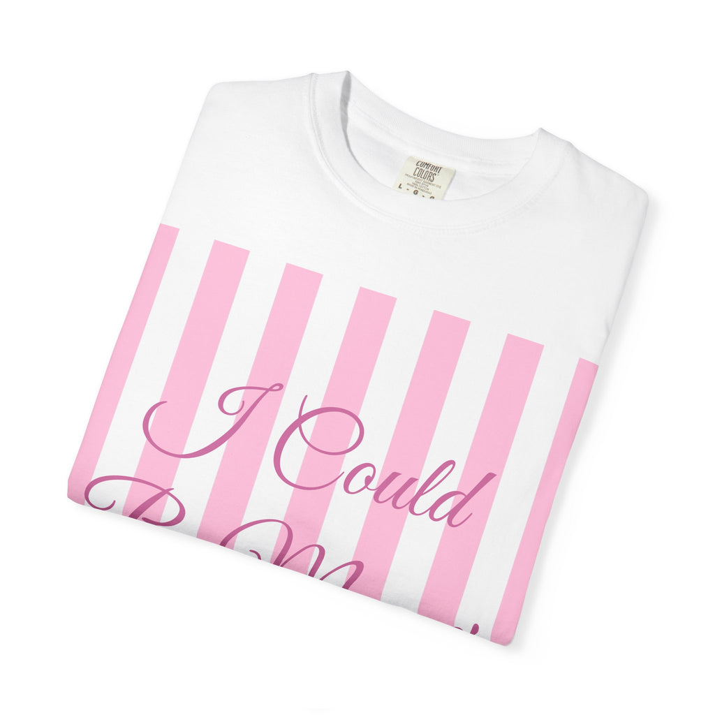 I Could Be Meaner striped bow T-Shirt | Pink script design