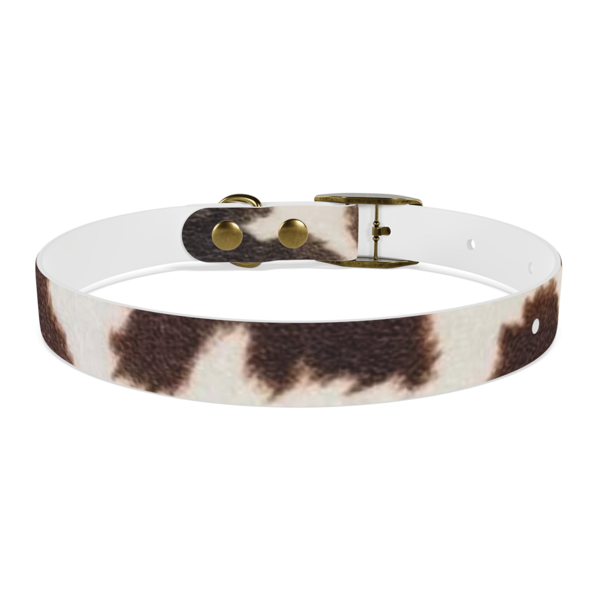 Cow Print Dog Collar — Brown & White Spot Pattern Pet Collar