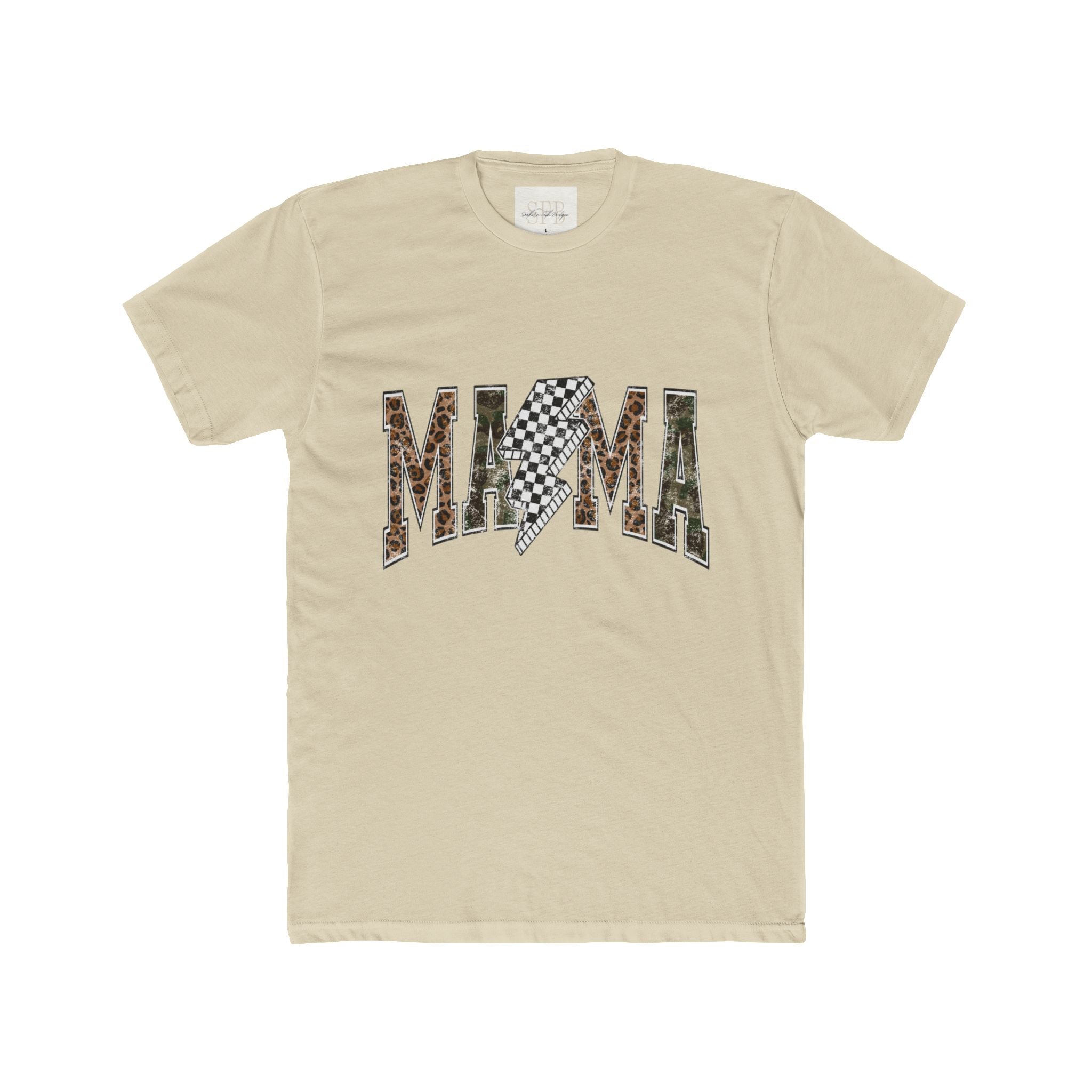 Mama T-Shirt — Leopard & Checkerboard Graphic Cotton Tee