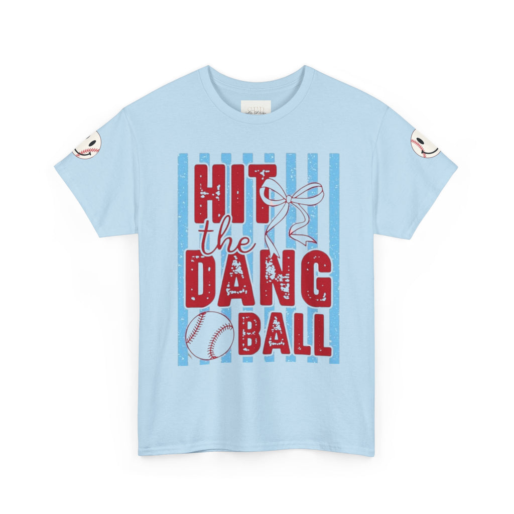 Hit the Dang Ball Baseball T‑Shirt – Funny Retro Striped Tee for Players & Fans
