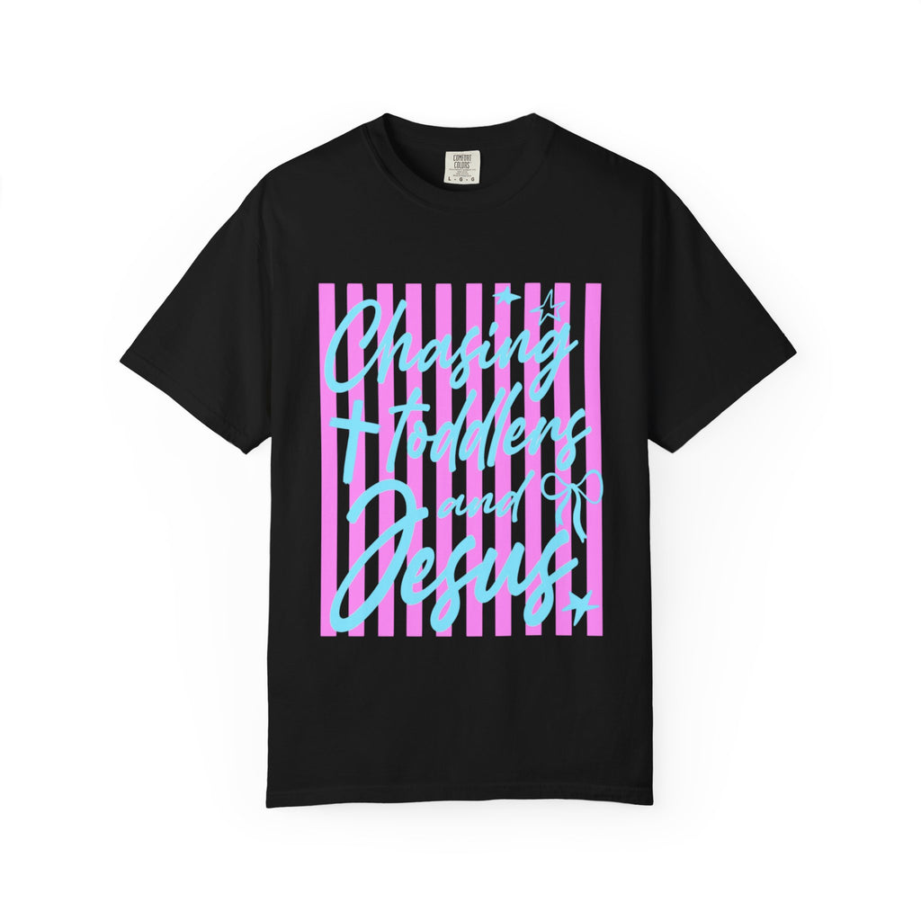 Chasing toddlers and Jesus Shirt