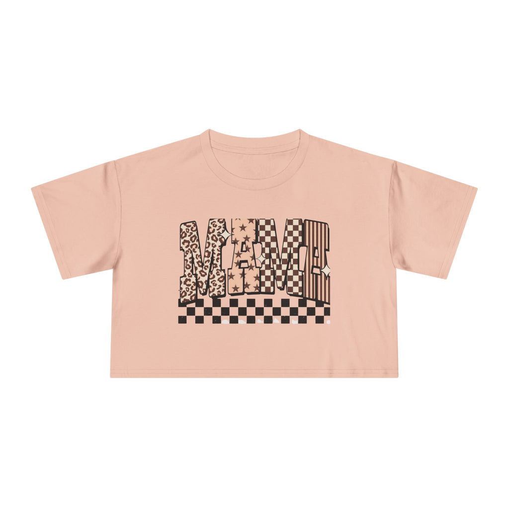 Mama Crop Tee — Leopard & Stripes Graphic Women’s Crop Top