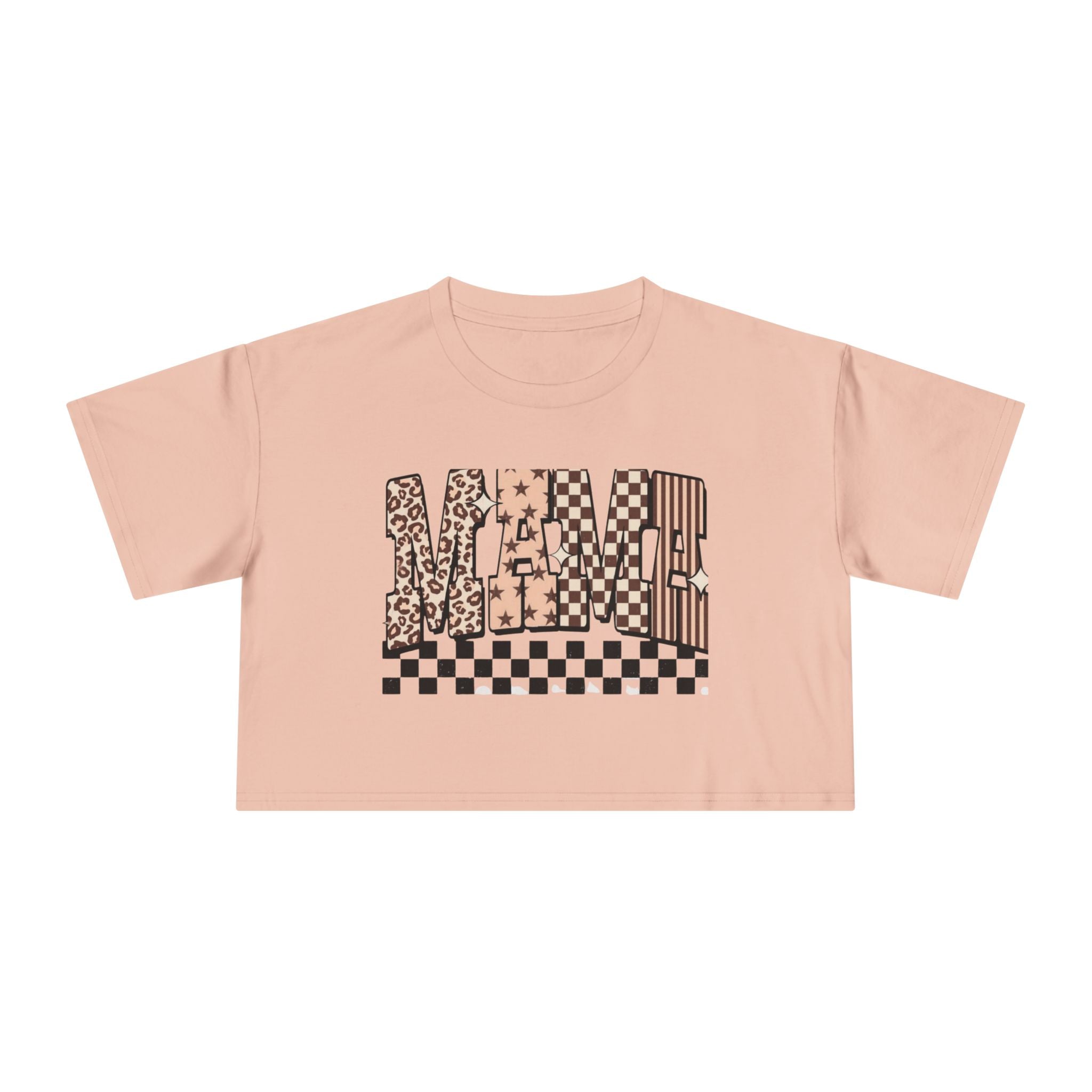 Mama Crop Tee — Leopard & Stripes Graphic Women’s Crop Top