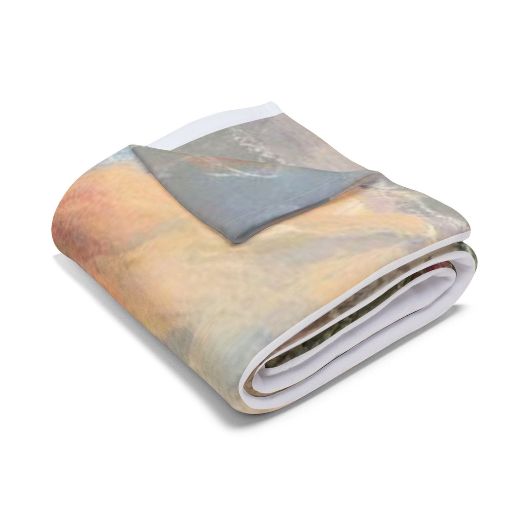 Christian Landscape Fleece Blanket — Cross on Hill Sunrise Throw