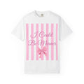 I Could Be Meaner striped bow T-Shirt | Pink script design