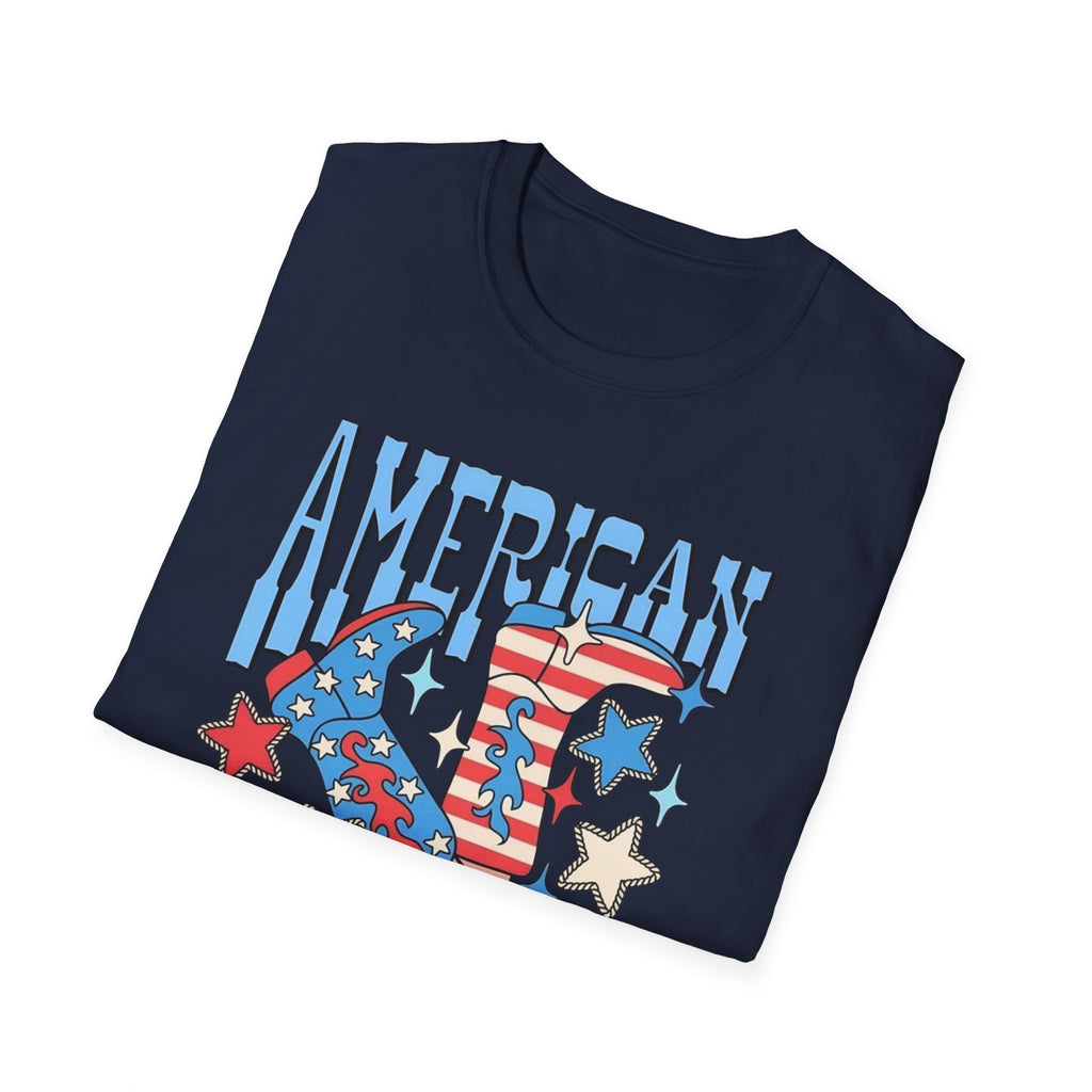 American Babe Retro Patriotic Graphic Tee (4th of July, USA Stars & Stripes)