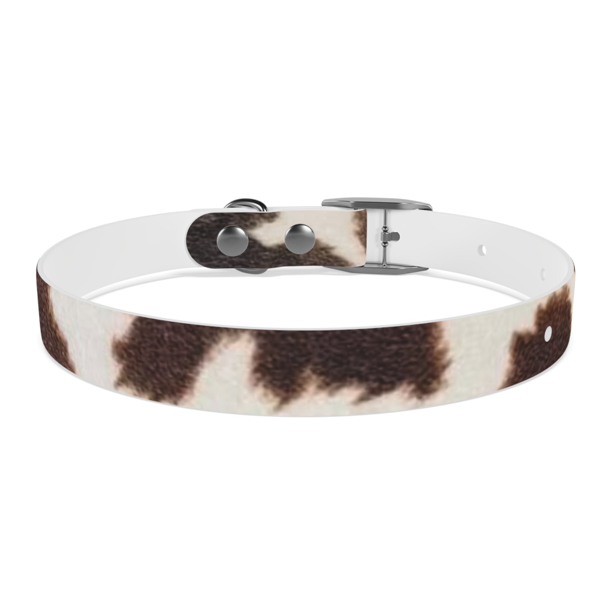 Cow Print Dog Collar — Brown & White Spot Pattern Pet Collar