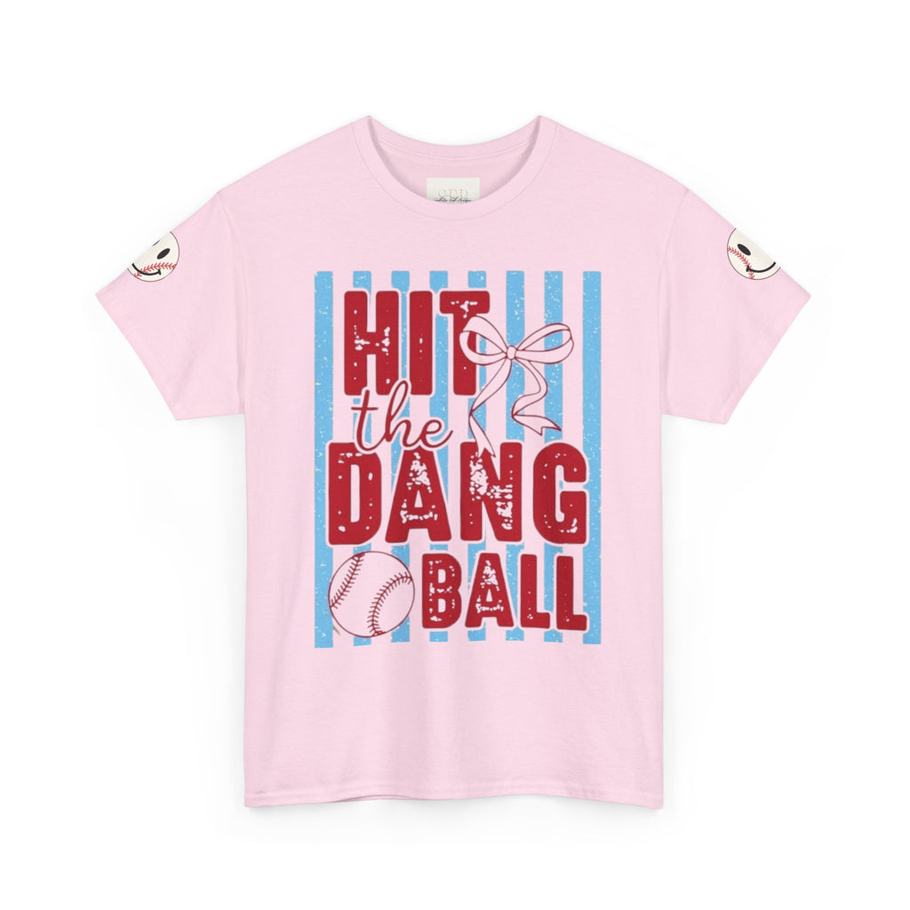 Hit the Dang Ball Baseball T‑Shirt – Funny Retro Striped Tee for Players & Fans