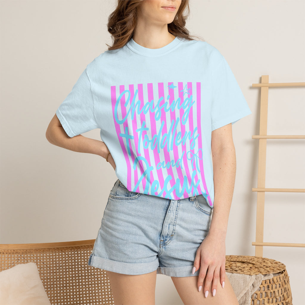 Chasing toddlers and Jesus Shirt