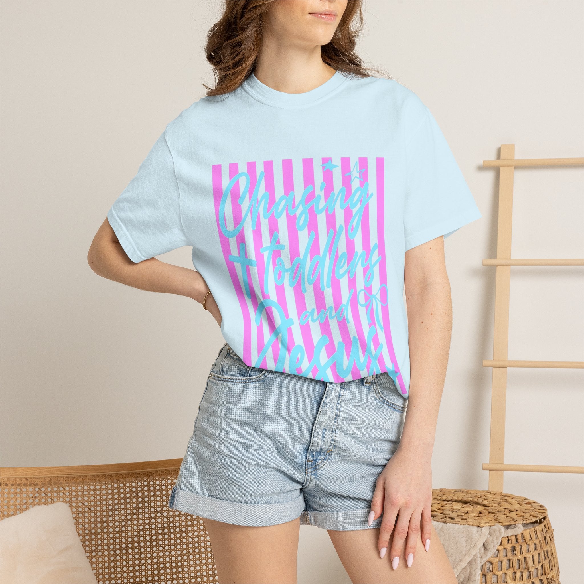 Chasing toddlers and Jesus Shirt
