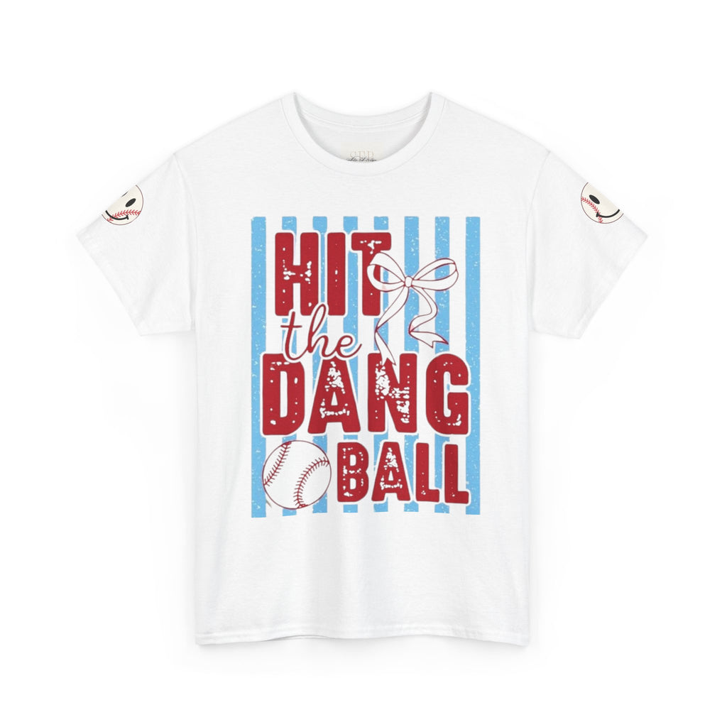 Hit the Dang Ball Baseball T‑Shirt – Funny Retro Striped Tee for Players & Fans