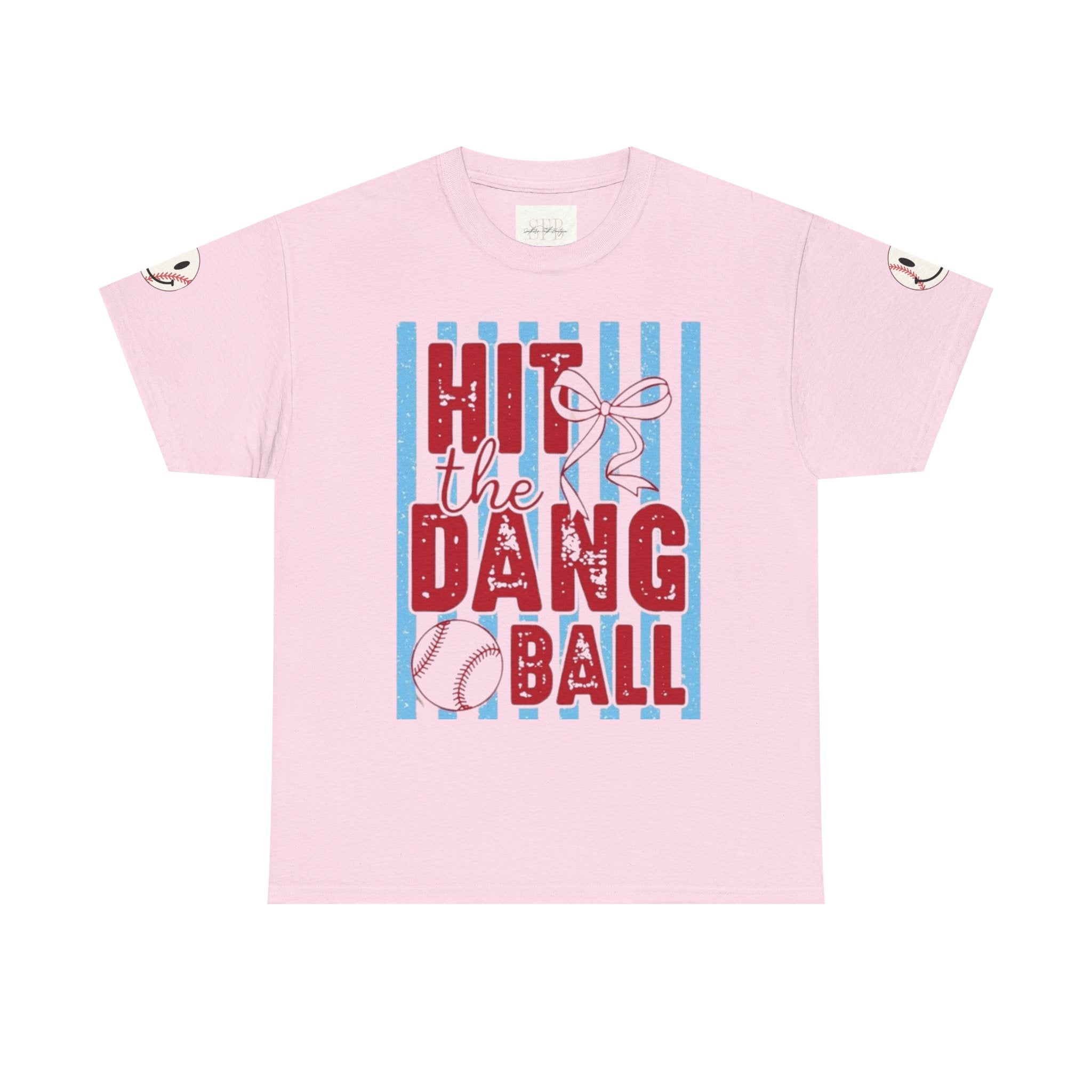 Hit the Dang Ball Baseball T‑Shirt – Funny Retro Striped Tee for Players & Fans