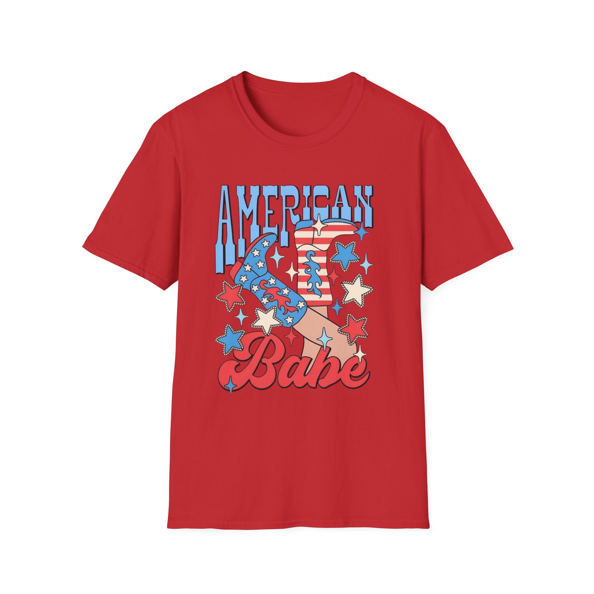 American Babe Retro Patriotic Graphic Tee (4th of July, USA Stars & Stripes)