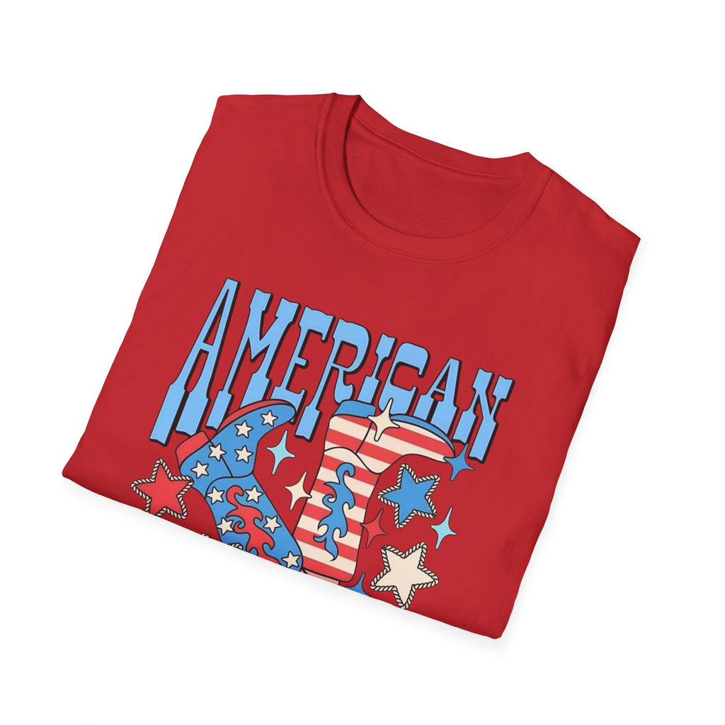 American Babe Retro Patriotic Graphic Tee (4th of July, USA Stars & Stripes)
