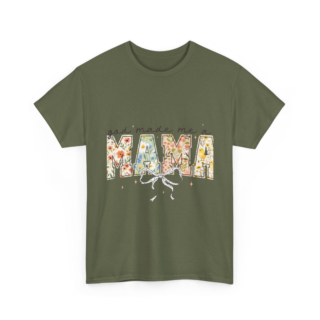 Mama Floral Tee — "God Made Me a Mama" Mother's Day Pregnancy Announcement Shirt