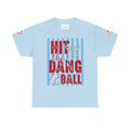 Hit the Dang Ball Baseball T‑Shirt – Funny Retro Striped Tee for Players & Fans