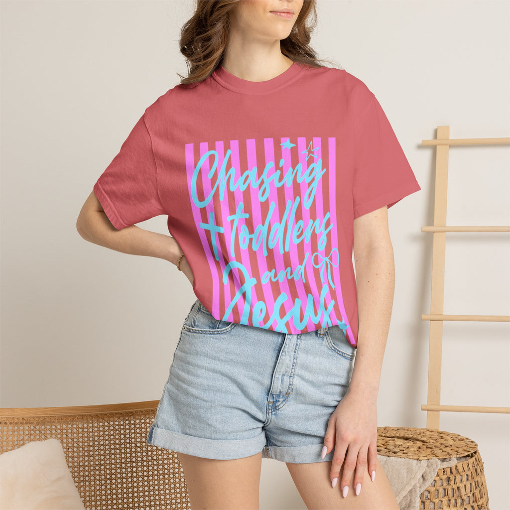Chasing toddlers and Jesus Shirt