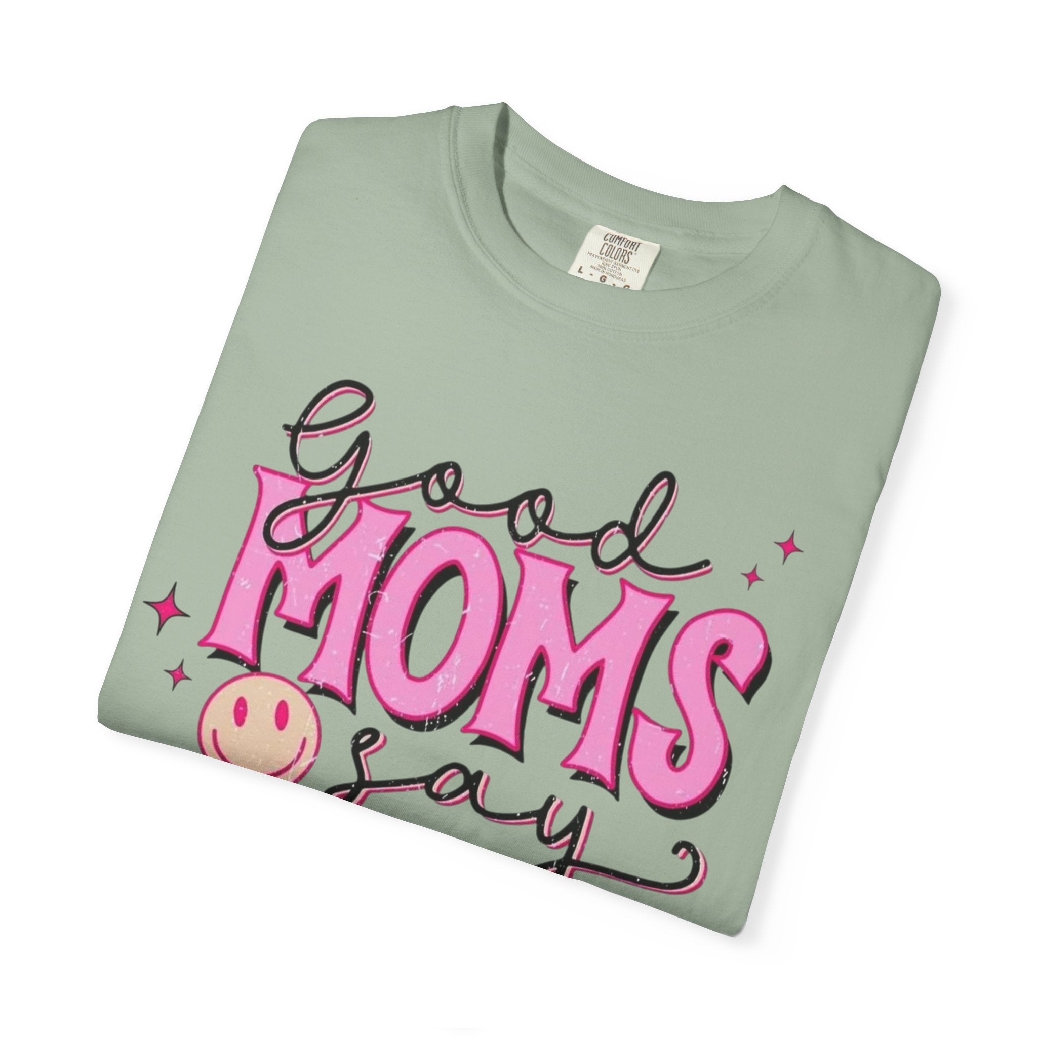 Good Moms Say Bad Words T-Shirt — Funny Mom Tee with Leopard Print & Smiley Back